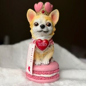 Bella Lux Valentines Day Chihuahua Princess XOXO on macaron throne figurine
